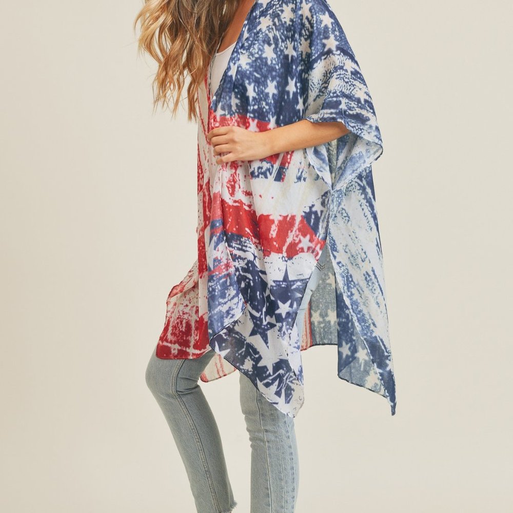 NWT INTAGE AMERICAN FLAG KIMONO - Picture 4 of 5